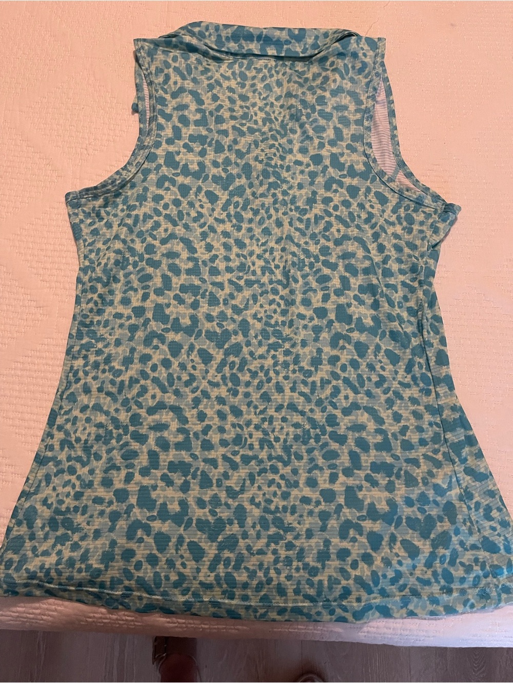 Sleeveless Blue Animal-Print Tank Top